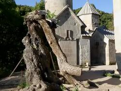 Haghartsin monastery, view of Saint Stepanos church Stock Footage
