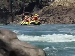 WS Rafting with a boat at Cataratas do Iguacu / Foz do Iguacu, Parana, Brazil Stock Footage