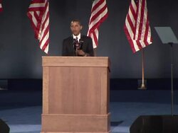 November 4, 2008 WS Barack Obama giving victory speech in Grant Park after winning the presidential election/ Chicago, Illinois/ AUDIO Stock Footage