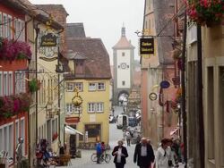 TU Rothenburg Obere Schmiedgasse And Siebers Tower (4K/UHD to HD) Stock Footage