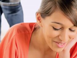 CU Smiling  woman flicking through image on ipad / London, London, United Kingdom Stock Footage