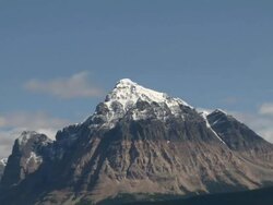 CU ZO View of snowcovered mountain / Jasper, Alberta, Canada Stock Footage