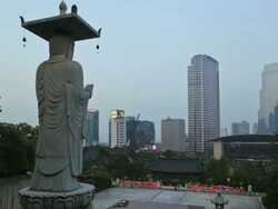 MS Buddha Statue in bongeunsa temple / Seoul, South Korea Stock Footage