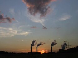 Power plant at sunset Stock Footage