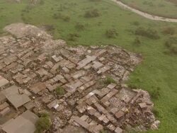 WS AERIAL ZI DS View of village in sheet metal with trashes / Lagos, Nigeria Stock Footage