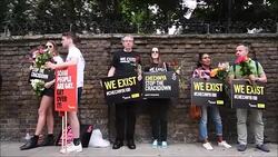 CLEAN : London: protest over reported anti gay crackdown in Chechnya News Clip