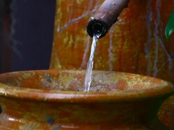 water on pot, garden Stock Footage