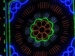 CU View of decorative lights on Krishna Janmashtami, Huda Gymkhana Club, Sector 29 / Gurgaon, Haryana, India Stock Footage