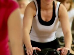 HD: Using The Exercise Bike Stock Footage