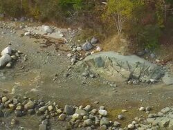 WS ARIEAL ZO View of Coastline of Petroglyphs / Maine, United States Stock Footage
