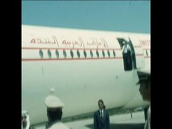 SYND 12 08 74 SHEIK ZAYED AL NAHYAN ARRIVES IN RABAT News Clip