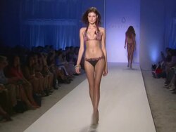 Models walk the runway during the Crystal Jin swimwear 2012 show Stock Footage