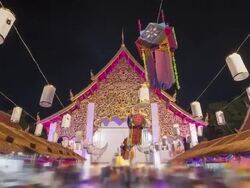 Buddhist Festival at The Wat Si Khom Kham Temple,Hyperlapse Stock Footage