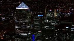 Aerial shots of the City of London at night time News Clip