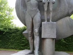 Oslo, Akershus fortress, national monument of the victims of World War II sculptures Stock Footage