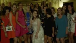 Sabrina Ho dances on chair with guests at her birthday party at Oscar Wilde Bar, Hotel Cafe Royal on September 12, 2016 in London, England. Stock Footage