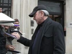 Neil Diamond leaving BBC Radio Two studios Stock Footage