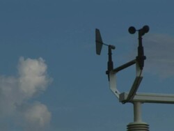 CU Shot of automated weather observation station with wind vane and anemometer / Kansas, United States Stock Footage
