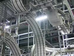 MS Shot of conveyer belts at newspaper printing office / Russelheim, Hesse, Germany Stock Footage