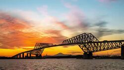 Time-lapse: Tokyo Gate Bridge Japan Sunset Stock Footage