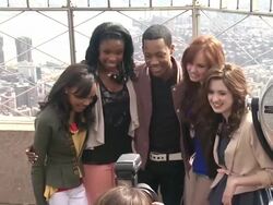 China Anne McClain , Coco Jones, Tyler James Williams, Debby Ryan and Laura Marano at The Disney Channel And Disney XD Stars Visit The Empire State Building on 3/12/2012 Stock Footage