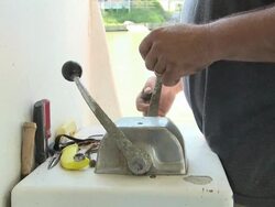 Fisherman pilots his boat on the Chesapeake Bay Stock Footage