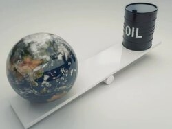Earth and oil barrell on seesaw Stock Footage