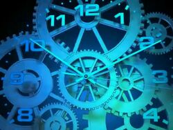 3D Spinning Clock Face with Gears Stock Footage