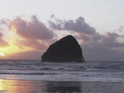 WS PAN View of beautiful sunset on Pacific coast / Astoria, Oregon, United States  Stock Footage