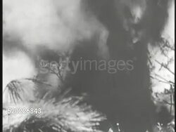 1945: OKINAWA, JAPAN: US SIXTH MARINE DIVISION: US Soldiers walking behind tanks in valley, firing rifled beside tank, tank firing, MS Large black explosion. Soldiers running downhill. MS US Marine Browning machine gunner & assistant firing. WWII Instructional Video