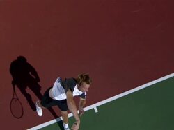 SLO MO, WS, HA, Young man serving tennis ball, Santa Barbara, California, USA Stock Footage