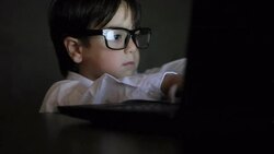 businessman child and notebook Stock Footage