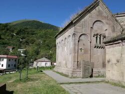 Goshavank monastery, exterior view of Saint Gregor Loossavoreetsh (Gregory the Illuminator) church Stock Footage