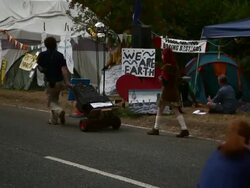 Protests Continue At The West Sussex Fracking Site Stock Footage
