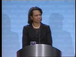 German FM-UN Sec Gen, Russia, France call for unity; Rice, Olmert News Clip