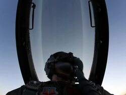LA F-16 pilot watching cockpit door close and seal, Aurora, Colorado, USA Stock Footage