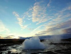 WS View of erupting Geyser Strokkur / Iceland Stock Footage