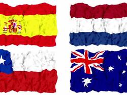 Brazil world cup 2014 group B flags Stock Footage