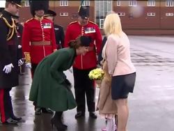 Duke & Duchess of Cambridge visit the 1st Battalion Irish Guards at the St Patrick's Day Parade at Mons Barracks, Aldershot News Clip