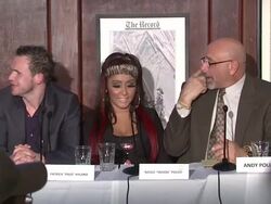 Patrick 'PAJO' Hyland, Nicole 'Snooki' Polizzi, Andy Polizzi at Nicole 'Snooki' Polizzi Introduces Team Snooki Boxing, New York, NY, United States, 01/12/2012 Stock Footage