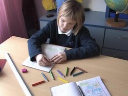 Schoolgirl Sketching Stock Footage