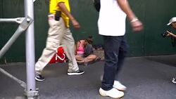 Homeless In Lower Manhattan - Young Woman Stock Footage