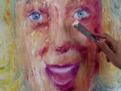 Woman Artist Oil Painting Portrait Stock Footage