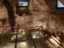 Jewish quarter, interior of the ancient synagogue, Barcelona Stock Footage