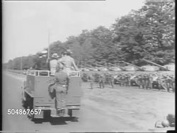 President Harry Truman Inspects US 2nd Armored Division News Clip