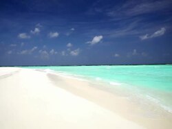 Tropical beach in Baa Atoll, Maldives, UNESCO World Biosphere Reserve  Stock Footage