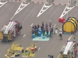 Aerials of Emergency Services at Toll Booth News Clip