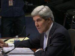 John Kerry talks about Pakistan during confirmation hearing Stock Footage