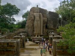 AUKANA BUDDHA STATUE AND TOURISTS Stock Footage