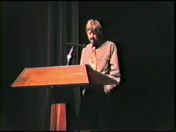 Tom Robbins speaks at conference on the sixites Stock Footage